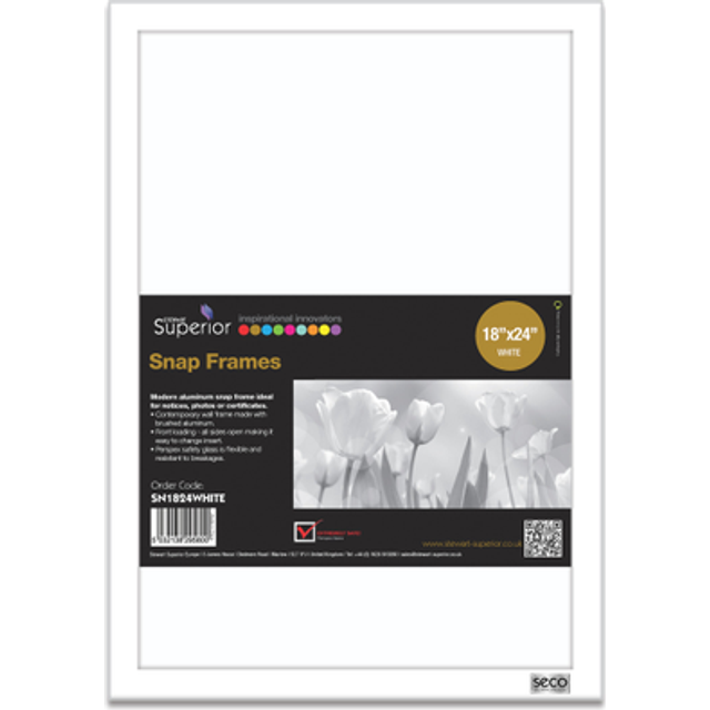 "SECO 25mm Mitred Snap Frame  18""""x24""""  White (SN1824WHITE)"