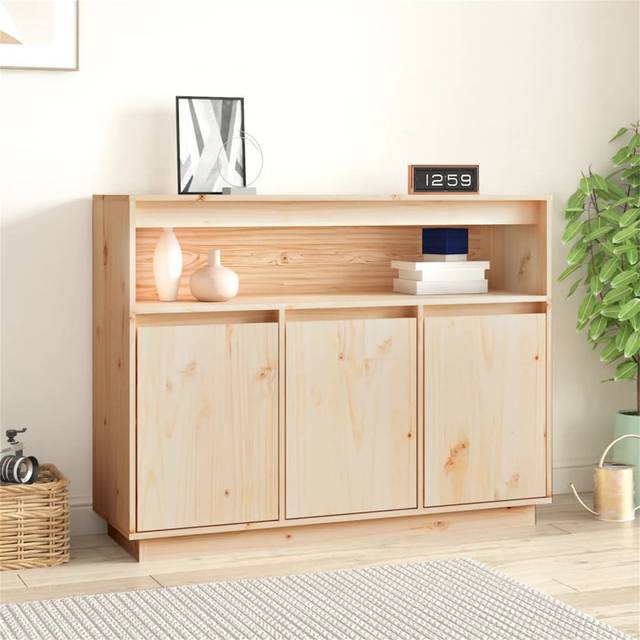 Sideboard Solid Wood Pine - Beige (80cm H X 141cm W X 34cm D)