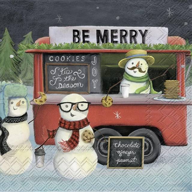 Christmas Snowman Scene Printed Cocktail Paper Napkin 20-Pack Disposable 3-Ply