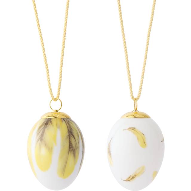 Royal Copenhagen Egg 2025 Golden Eagle Feather Yellow Påskepynt 2stk