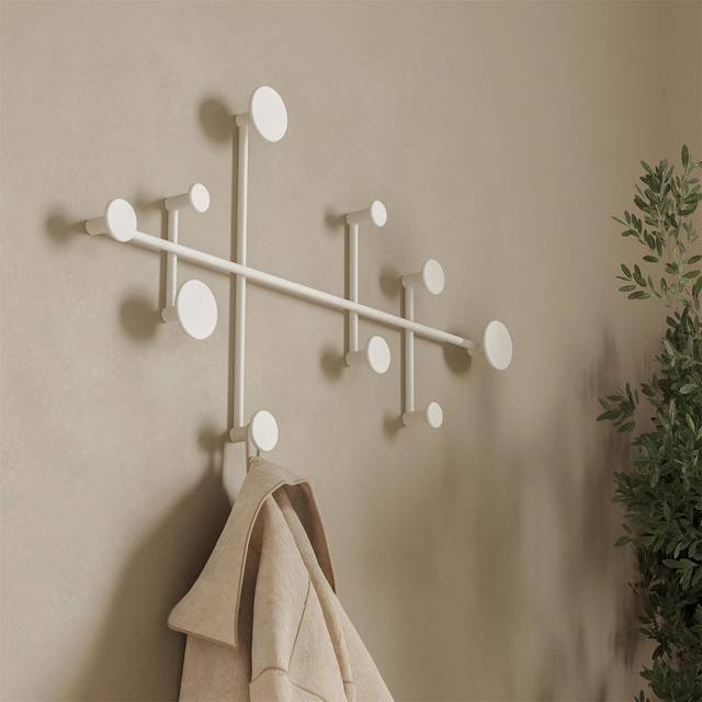 Wall Wardrobe | Minimalist Coat Hook Design From Berlin | Modern Metal Wall-Mounted Coat Rack/Hooks | White (32cm H X 55cm W X 3.5cm D)