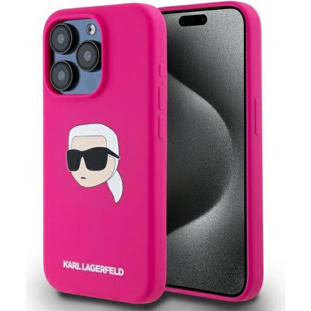 Karl Lagerfeld iPhone 15 Pro Max Mobilskal MagSafe Silikon Karl Head Print