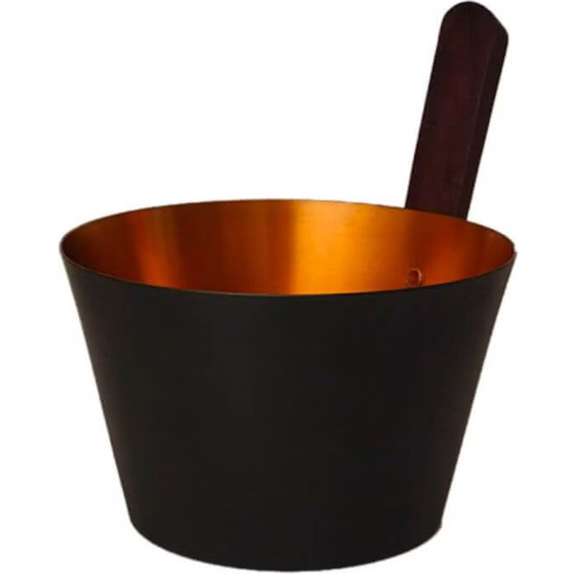 Bastu grytvåda/bastueimer guld/svart aluminium rakt handtag