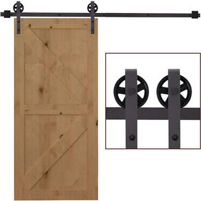 Homcom 6ft/1830mm Carbon Steel Sliding Barn Wood Door Hardware Closet Track Set
