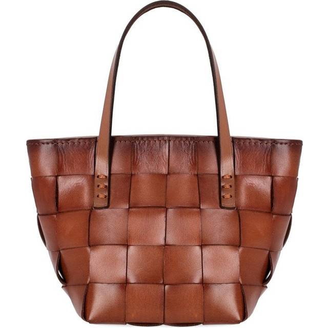 Dragon Diffusion Japan Mini Woven Leather Tote Bag, Tan