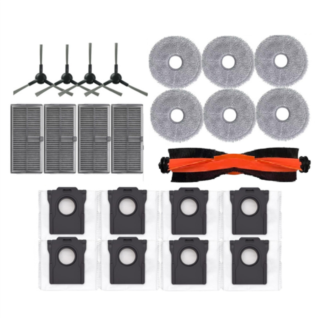 23Pcs L10s Pro Ultra Heat Vacuum Cleaner Accessories Main Side Brush Filter Mop Cloth Dust Bag Replacement