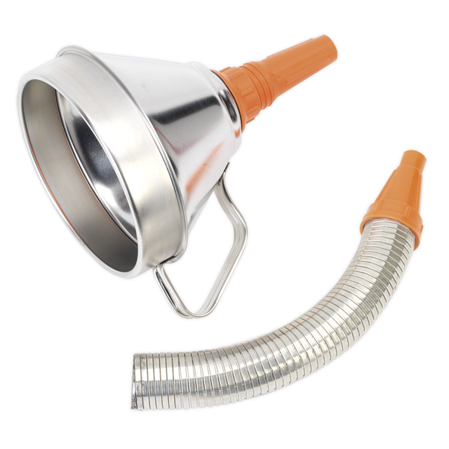 Sealey Funnel Metal with Flexible Spout & Filter 160mm
