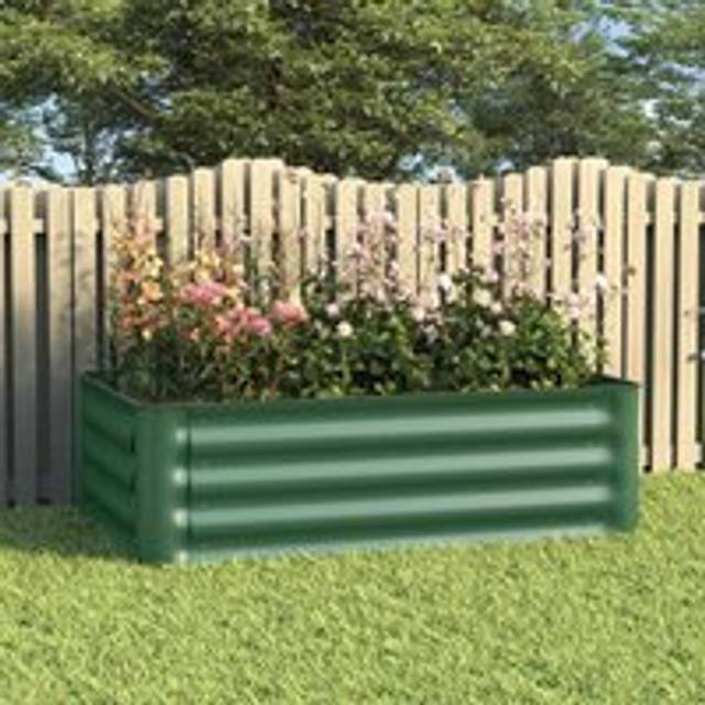 Garden Sanctuary 100X30Cm Green Galvanized Steel Raised Garden Bed With Climbing Frame, Green