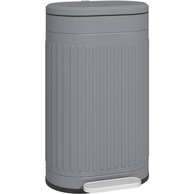 HOMCOM 30-Litre Metal Kitchen Pedal Bin with Soft-Close Lid and Removable Inner Bucket - Grey, Grey
