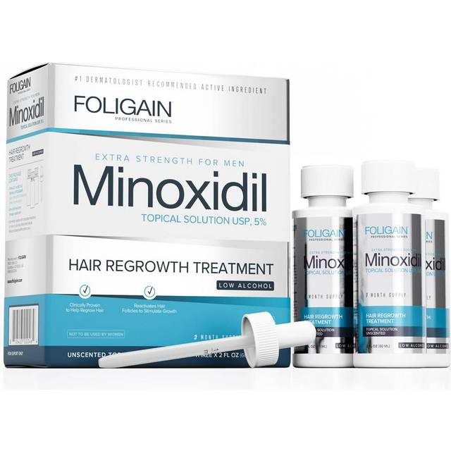FOLIGAIN MINOXIDIL 5% HAIR REGROWTH TREATMENT For Men Gentle Formula (Low Alcohol) (6 fl oz) 180ml 3 Month Supply