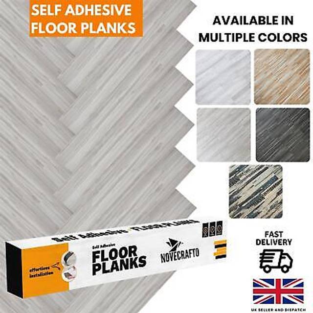 (Slatewood Flow, 30) Self Adhesive Floor Planks  - Vinyl Flooring Set Peel and Stick Floor Tiles 36x5.98in (91.4x15.2cm) - Vinyl Floor Tiles Wood Effe