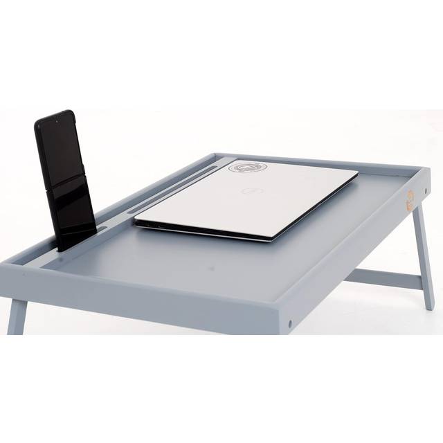 (Grey) BAMBOO Laptop Bed Foldable Table Tray Notebook Phone Stand & Reading Holder