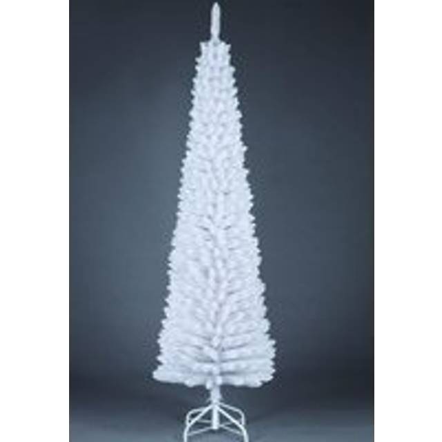 Shatchi - 6FT artificial Flocked Slim Christmas Pencil Tree Holiday Home Decorations with Pointed Tips and Metal Stand, White