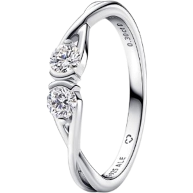 Pandora Infinite Sterling Silver Double Facing Lab-grown Diamond Ring - Sterling silver / Lab-grown diamond - Sz. 51 - Clear