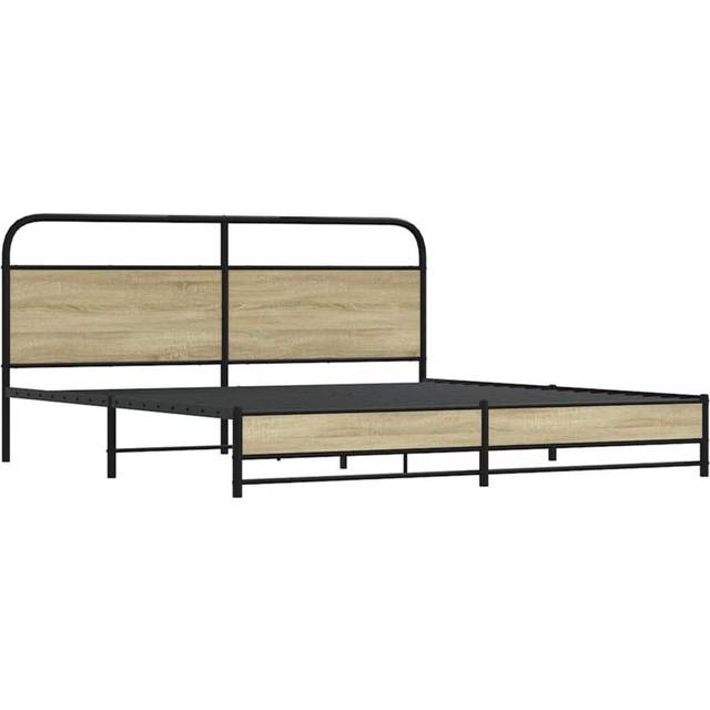 vidaXL Metal Bed Frame without Mattress Sonoma Oak 193x203 cm - Brown