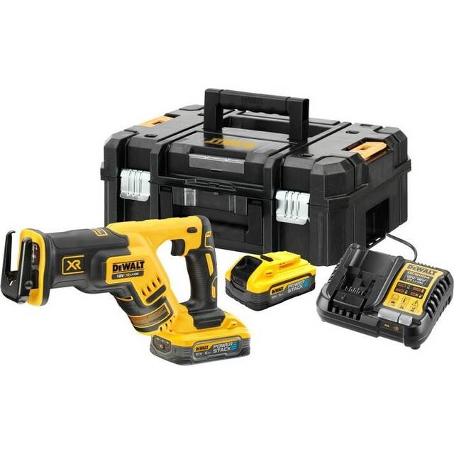 DCS367H2T 18V xr Brushless Reciprocating Saw - 2 x 5Ah Power Stack Batts, Charger & tstak ii Case - Dewalt