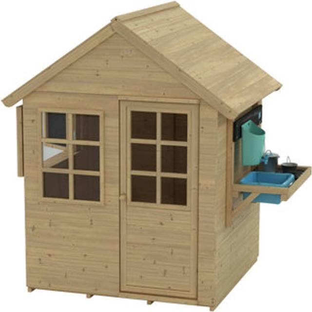 Foxglove Cottage Playhouse with Early Fun Mud Kitchen Accessory and Shutters - FSC® certified