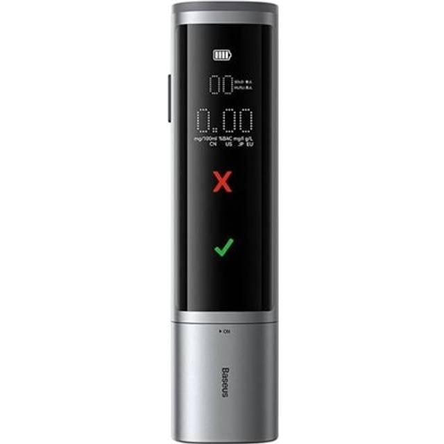 Baseus Alcohol Tester Professional Breathalyzer Alcotest With LED Display Dual Mode Switch For Alcohol Meter Tester Alcohol Detector gray