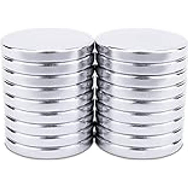 SENSEI® Extra starka magneter – 18 stycken (15 x 2 mm) – rund och platt, ca 3 kg vidhäftningsförmåga – medelstora neodym-magneter för magnettavlor, anslagstavla och hantverk