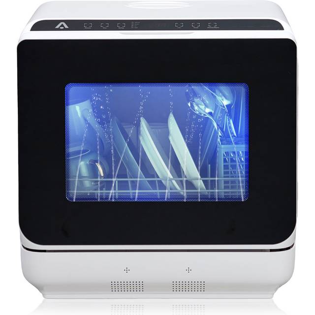 Freestanding Mini Dishwasher Table Top 5 Programs 5l Water Tank Touch Control - White (18.03cm H X 17.32cm W X 17.72cm D)