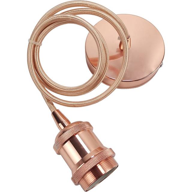 Braided Ceiling Pendant Light Fitting with E27 Lamp Holder - Suspended Design - Rose Copper