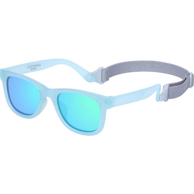 COCOSAND Toddler Sunglasses with Strap Polarized Retro Square Soft Sil