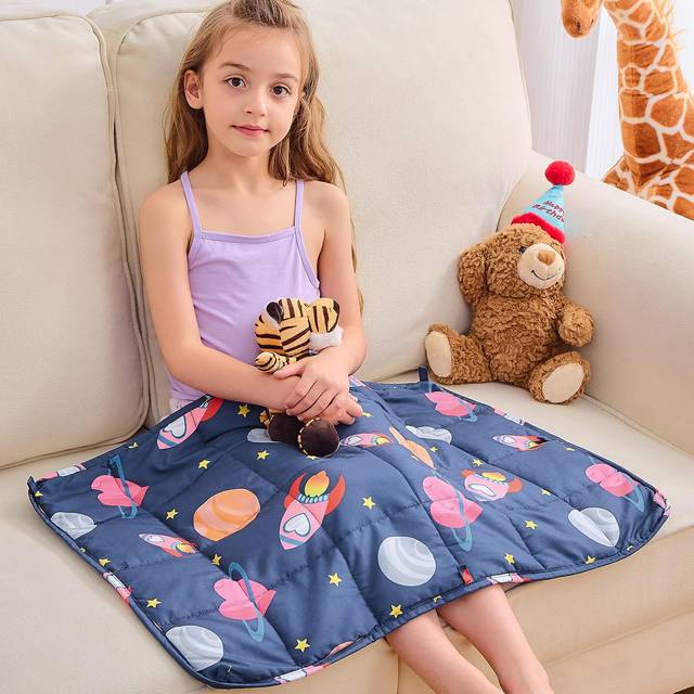 yescool Weighted Lap Pad 2 Pounds Cooling Weighted Lap Blanket, Space Plane Small Weighted Blanket, Children Weighted Throw Blanket for Travel Indoor