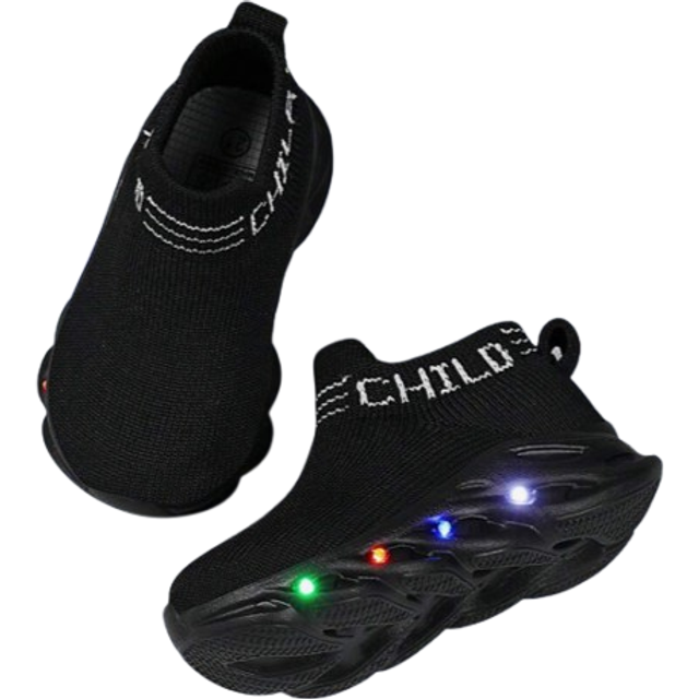 SHEIN Infant/Toddler Boys LED Light Up Fashion Sneakers, Spring/Autumn, Soft Fit, Non-Slip Durable Rubber Sole, Comfortable Casual Shoes For Party, Daily We