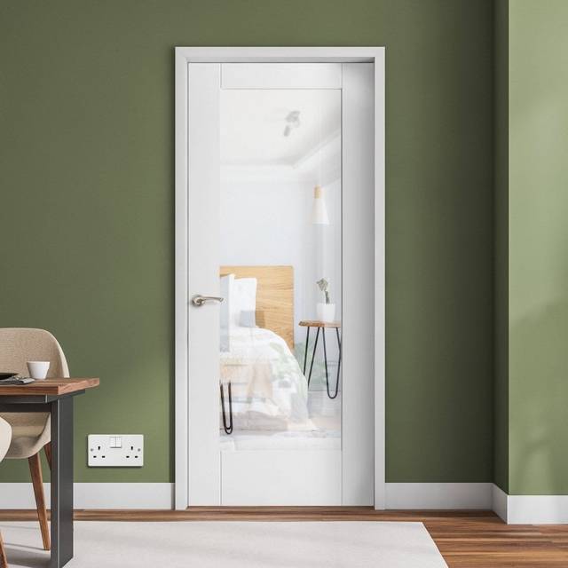 Liberty Doors White Internal Primed Pattern 10 Clear Glass FD30 Fire Door (122083) Size (Height x Width x Thickness): 1981x838x44mm (78&apos;&apos;x33