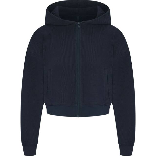 SKIMS Cropped Zip Up Hoodie | Blue | 4XL | Heavy Waffle - Navy