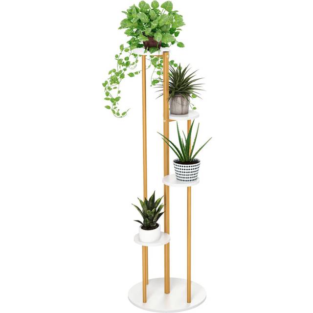 Indoor Metal Plant Stand Tall Corner Plant Shelf for Potted Plant-White