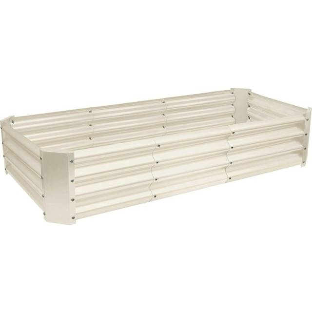 Harbour Housewares Rectangle Galvanised Steel Raised Garden Bed - 180cm x 90cm - Ivory, Cream