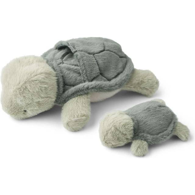 LIEWOOD - Berto & Baby Turtle Teddy - Plyschleksak - 7300 Faune Green - Mom teddy: L25 cm. Baby teddy: L13 cm.