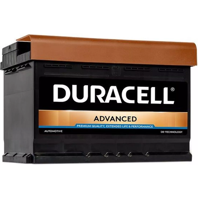 096 car battery 12v 72ah 680cca duracell advanced b13 - 3 year warranty