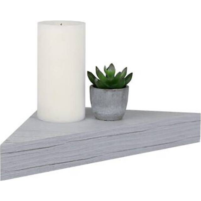 Home Basics Small Corner Floating Shelf (Single Pack)  Washed Grey MDF Wall Mount Floating Shelf | Contemporary Shelf for D?cor and Essentials | Holds