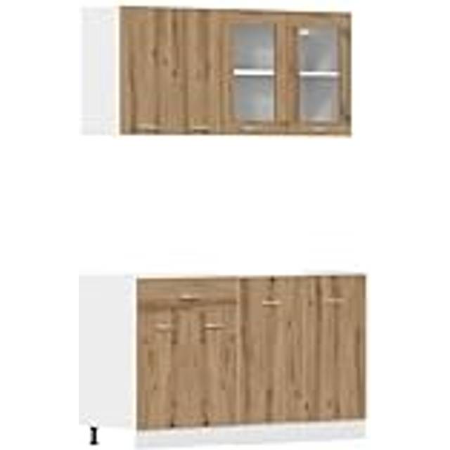 vidaXL 4 Piece Kitchen Cabinet Set Lyon Artisan Oak Engineered Wood - Brown