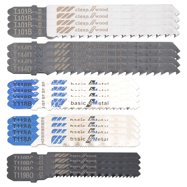 20 PCS Jigsaw Blades Set, Assorted T-Shank Replacement Jig Saw Set