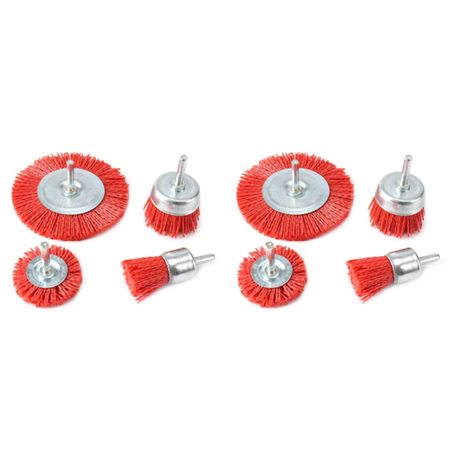8Pcs Nylon Filament Abrasive Wire Cup Brush End Kit for Drill Rotary Tool with 1/4 Inch Shank