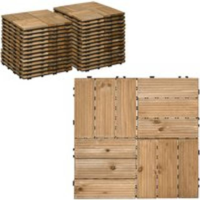 27-Piece Wooden Interlocking Decking Tiles
