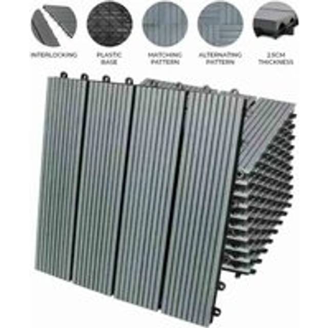 66 x wpc Decking Floor Tiles 30x30cm - Grey