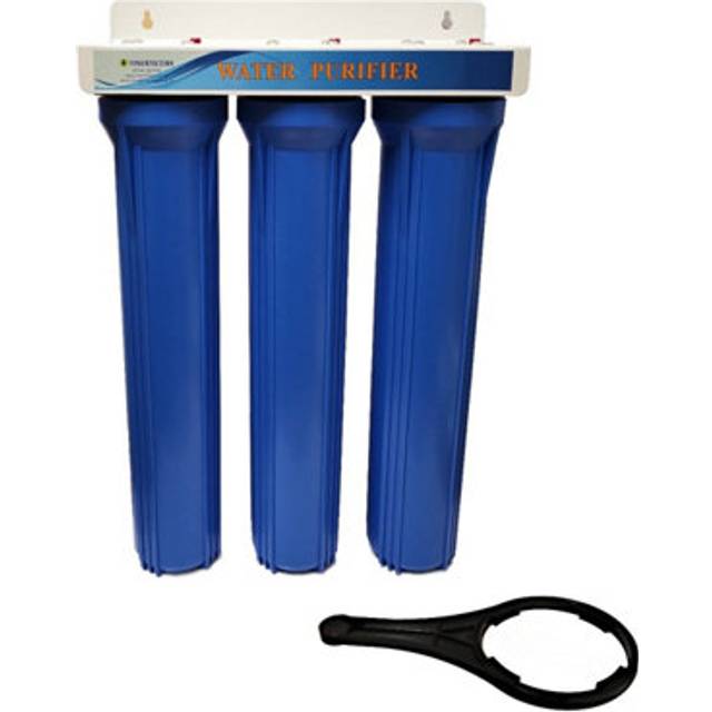 "Finerfilters 20"" Standard Dechlorinator Triple Water Filter Housing with PP + GAC + CTO with Hozelock Type Connections"