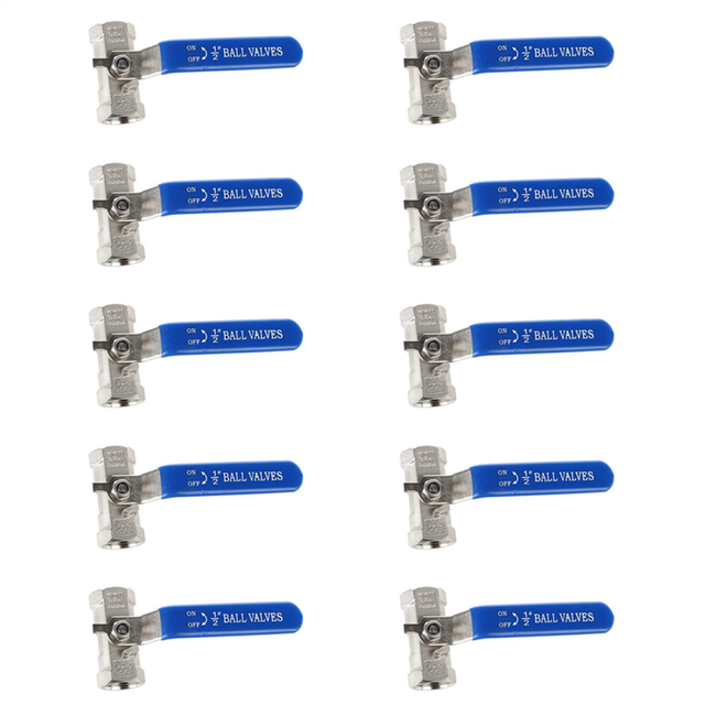 10pcs 1/2 Inch Lever Female/Female Ball Valves Long Handle 316 Stainless Steel WOG1000