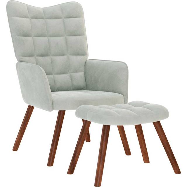 vidaXL Footstool Velvet Light Grey Lænestol 95.5cm