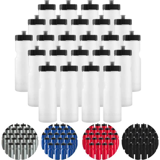 Sports Squeeze Water Bottle Bulk Pack - 24 Bottles - 22 oz. BPA Free Easy Open Push/Pull Cap - Made in USA (Clear)