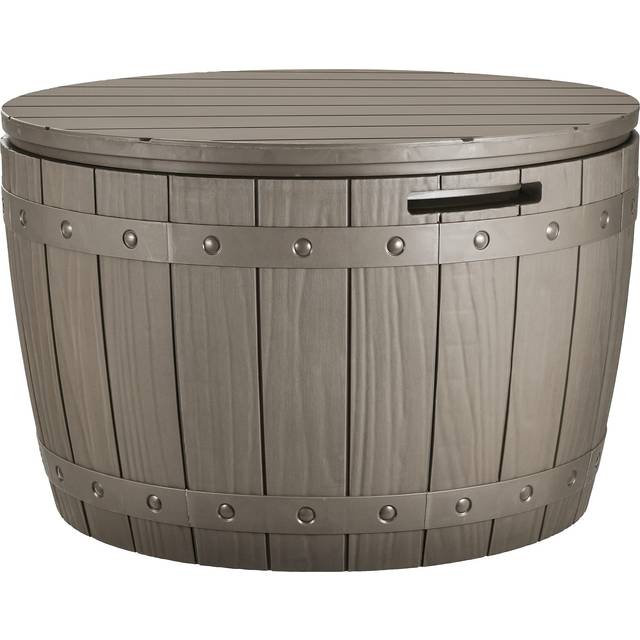 127L Garden Storage Box, Waterproof Large Outdoor Storage Box, Round All-weather Deck Boxes for Patio Furniture, Pool Accessories, Easy Assembly