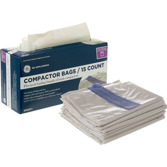 Universal 18 Gallon Heavy Duty Trash Compactor Bags  2 Pack  WX60X1-2PK  Fits 15 inch Compactors  Compatible with Kitchenaid  Kenmore  Whirlpool  GE A