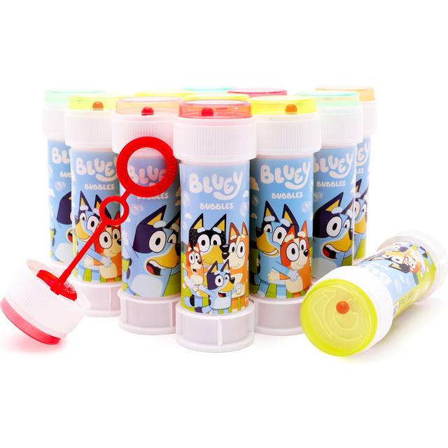 Toyland Pack of 12 Bluey Bubble Tubs with Wands  2 fl oz Solution & Novelty Maze Lid - Pocket Money & Party Bag Toys