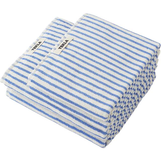 Tekla - Terry handduk coastal blue stripes badlakan 100x150cm - Handdukar och badlakan - Vit,Blå