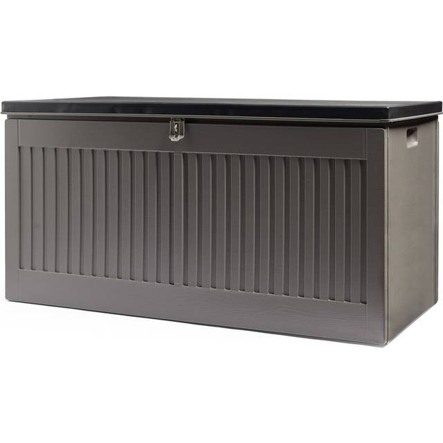 ClassicLiving Abdelaziz 109cm W Plastic Lockable Deck Box in Brown (55cm H X 109cm W X 51cm D)