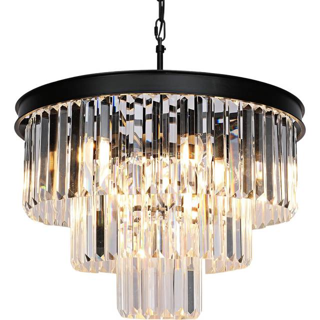 Allysha 6 - Light Crystal Chandelier - Matte Black (40cm H X 50cm W X 50cm D)